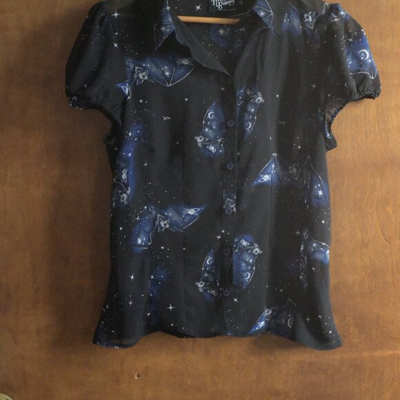 Gorgeous Like-New Bell Bunny Sheer Bats Button-Up. UK 14/US Women's L. - Picture 5 of 5